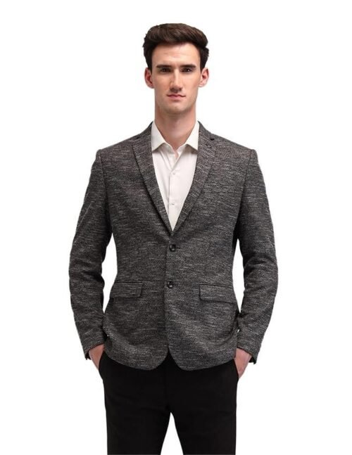 Arrow Mens Brown Self-Design Notch Collar Long Sleeve Formal Polyester Slim Fit Blazer