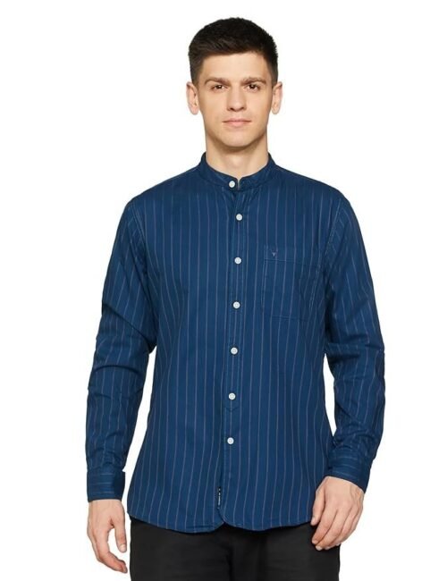 Allen Solly Men's Regular Fit Mandarin Collar Casual Shirt