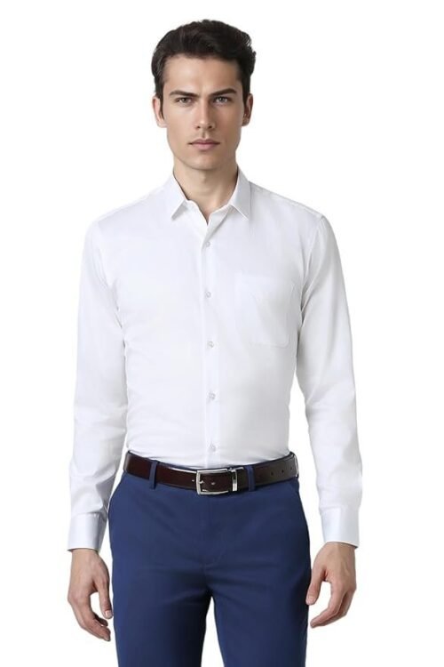 Peter England Men's Satin Solid Regular Fit Shirt Cotton with Satin Sheen | Luxury