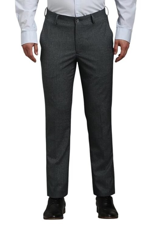 Louis Philippe Men's Slim Fit Mid Rise Strechable Fabric Easy to Iron Textured Formal Trouser