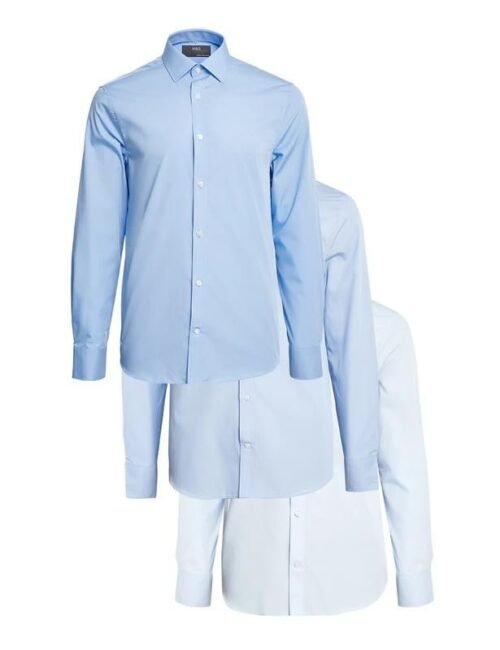 Marks & Spencer Mens Solid Polyester Blend Collared Neck Slim Fit Easy Iron Shirt