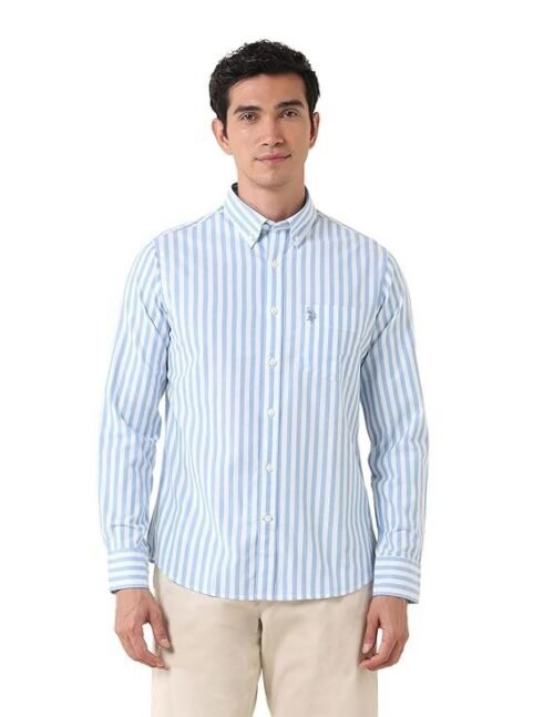 U.S. Polo Assn. Men's Cotton Tailored Fit Vertical Striped Oxford Shirt