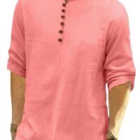 FINIVO FASHION Men's Solid Cotton Blend Regular Fit Straight Kurta with Roll of Sleeve and Classic Collar, Pack of 1